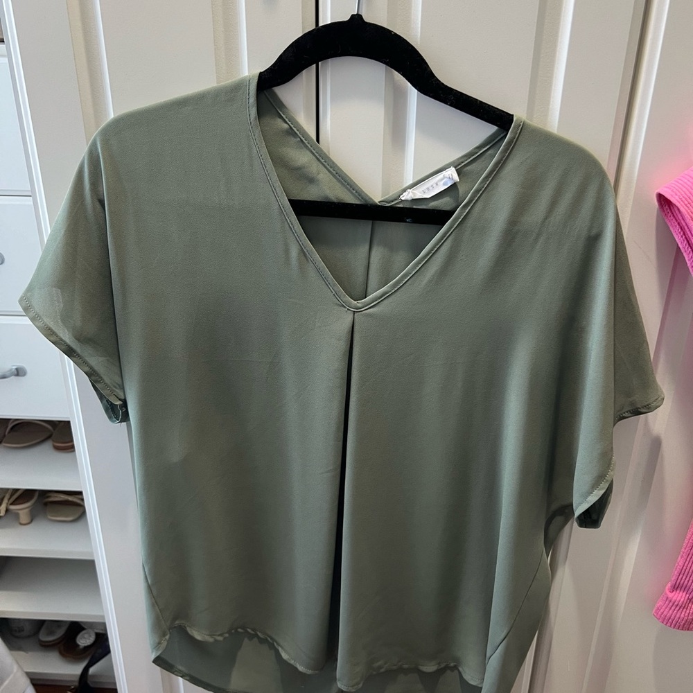 Olive Green Flowly Blouse